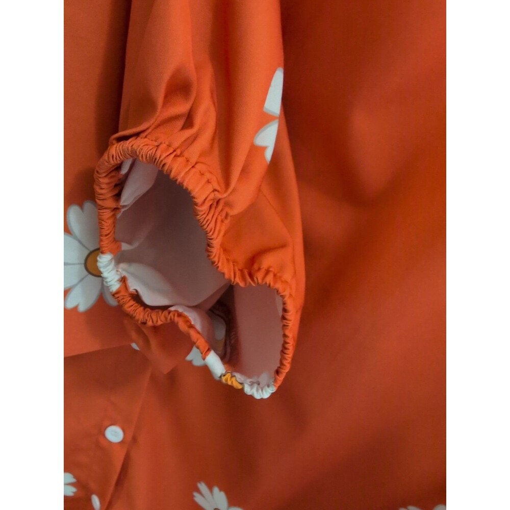 Women's Blouse NoraCora Orange With Daisies Elastic Sleeves Size XXL - Picture 6 of 6